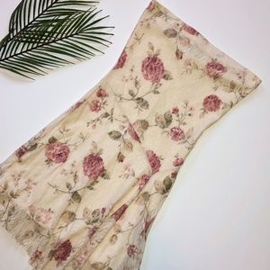 Strapless Floral Asymmetric Lace Dress